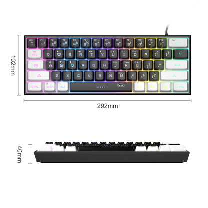 Teclado com fio compacto MageGee TS91 60%, 61 teclas, retroiluminação RGB, pequeno, portátil, para escritório, computador, teclado de membrana para PC com Windows