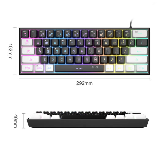 Teclado com fio compacto MageGee TS91 60%, 61 teclas, retroiluminação RGB, pequeno, portátil, para escritório, computador, teclado de membrana para PC com Windows