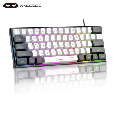 Teclado com fio compacto MageGee TS91 60%, 61 teclas, retroiluminação RGB, pequeno, portátil, para escritório, computador, teclado de membrana para PC com Windows