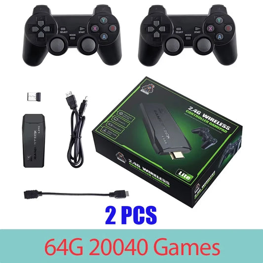 M8 Game Sticks console de videogame retrô, comando sem fio duplo 2.4g, 4K, 20K jogos, 64GB