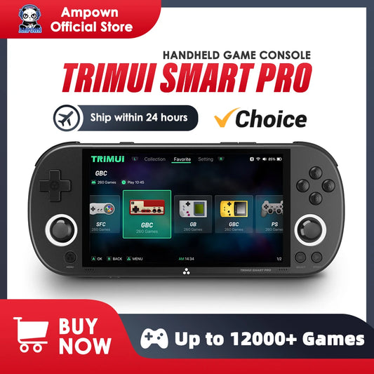 Console de videogame portátil Trimui Smart Pro com tela IPS de 4,96'' e sistema Linux, joystick com iluminação RGB, reprodutor de vídeo retrô Smartpro, presente