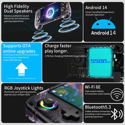Consola de videojogos portátil ANBERNIC RG557, leitor de videojogos RG556, ecrã AMOLED de 5,48" 1920*1080, Android 14, Wi-Fi, Bluetooth 5.3