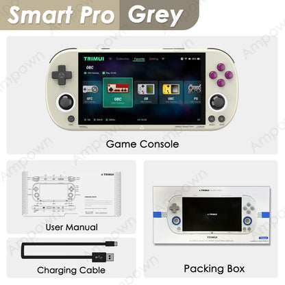 Console de videogame portátil Trimui Smart Pro com tela IPS de 4,96'' e sistema Linux, joystick com iluminação RGB, reprodutor de vídeo retrô Smartpro, presente
