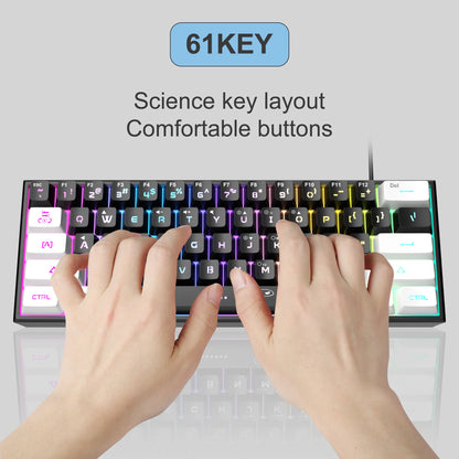 Teclado com fio compacto MageGee TS91 60%, 61 teclas, retroiluminação RGB, pequeno, portátil, para escritório, computador, teclado de membrana para PC com Windows