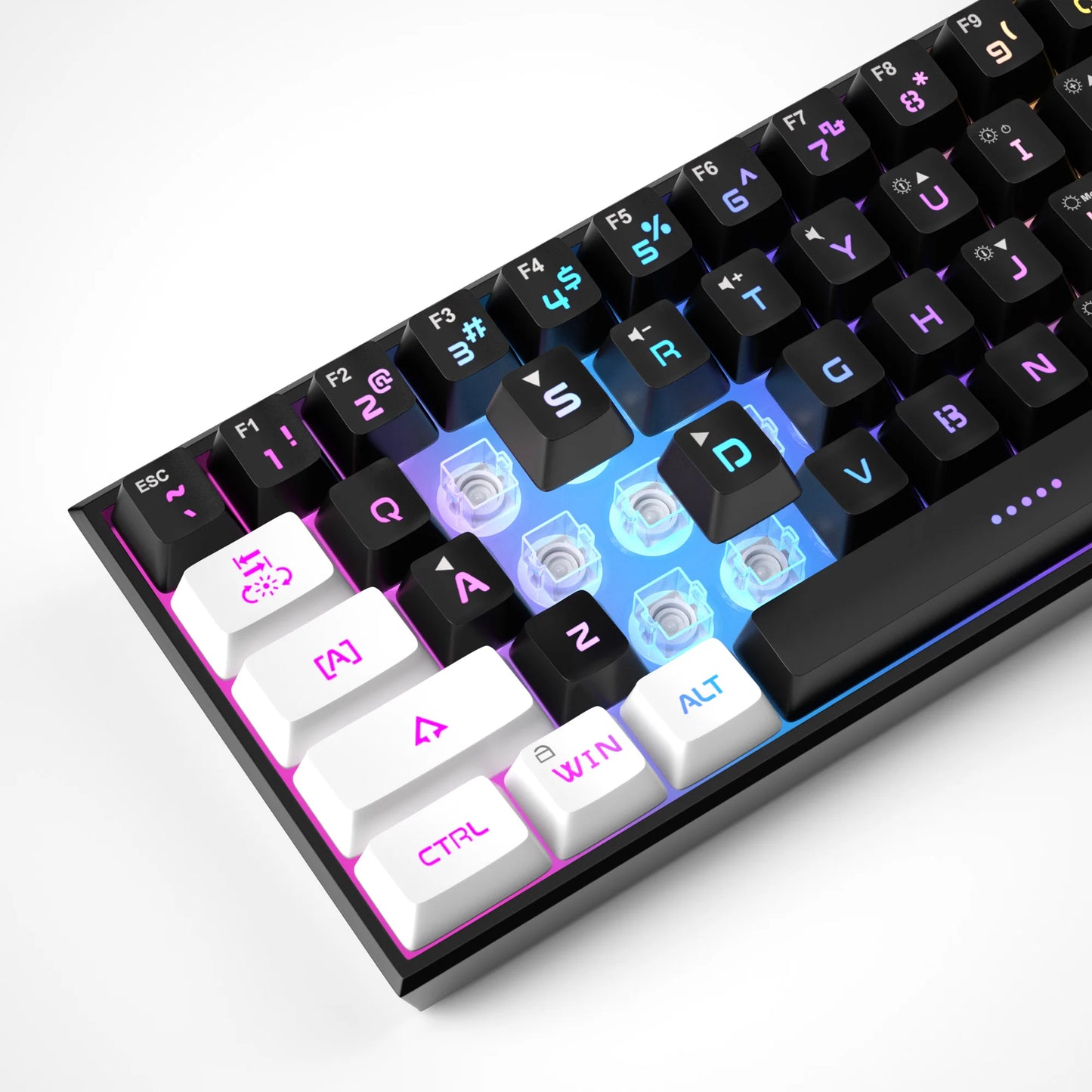 Teclado com fio compacto MageGee TS91 60%, 61 teclas, retroiluminação RGB, pequeno, portátil, para escritório, computador, teclado de membrana para PC com Windows