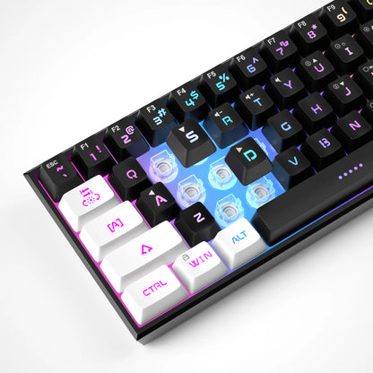 Teclado com fio compacto MageGee TS91 60%, 61 teclas, retroiluminação RGB, pequeno, portátil, para escritório, computador, teclado de membrana para PC com Windows
